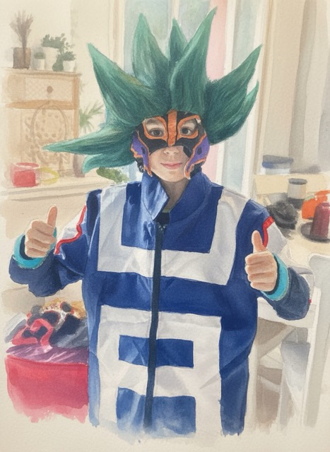 Enfant déguisé, regard profond